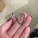 Retro Geometric Oval Hoop Earrings for Women