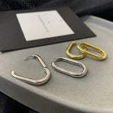 Retro Geometric Oval Hoop Earrings for Women
