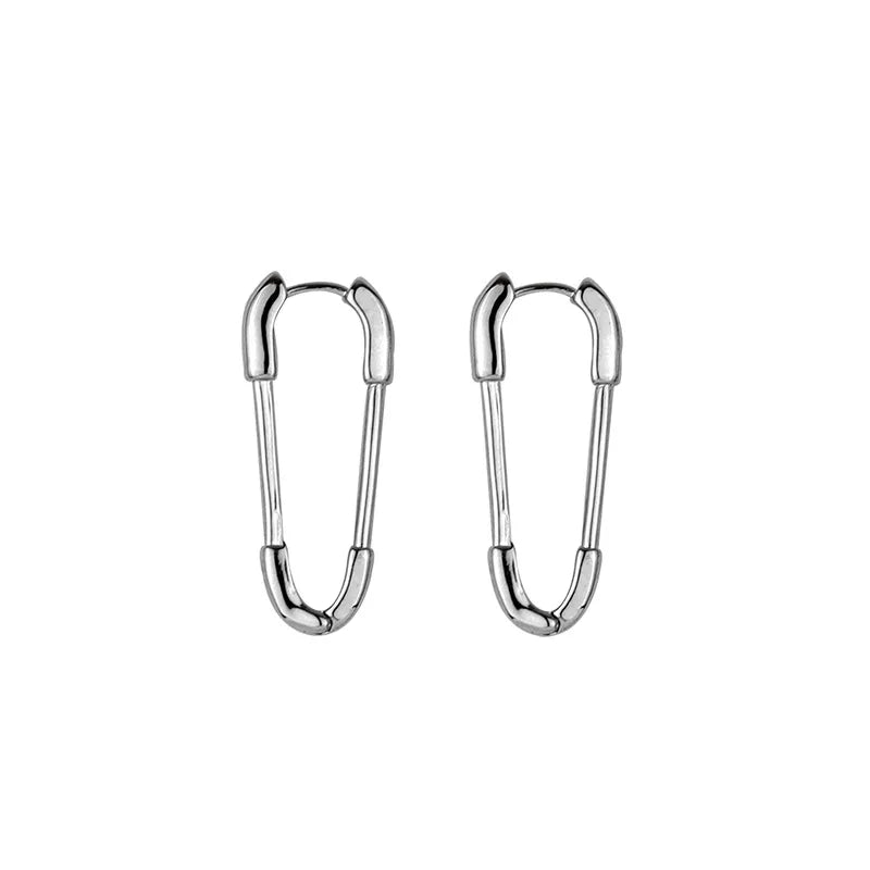 Silver Paperclip Hoop Earrings Safety Pin Jewelry Accessories