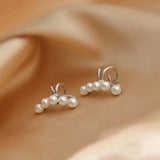 Silver Pearl Ear Cuff Clip Earrings for Women Non-Piercing