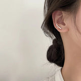 Silver Pearl Ear Cuff Clip Earrings for Women Non-Piercing