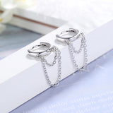 Silver Punk Style Double Layer Chain Hoop Earrings for Women Ear Jewelry