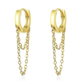 Silver Punk Style Double Layer Chain Hoop Earrings for Women Ear Jewelry
