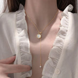 Silver Tassel Pearl Shell Necklace for Women