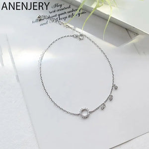Silver Zircon Tassel Anklet Geometric Bracelet S-B322