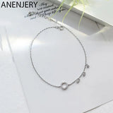 Silver Zircon Tassel Anklet Geometric Bracelet S-B322