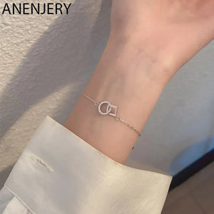 Silver Zircon Irregular Charm Bracelet for Women