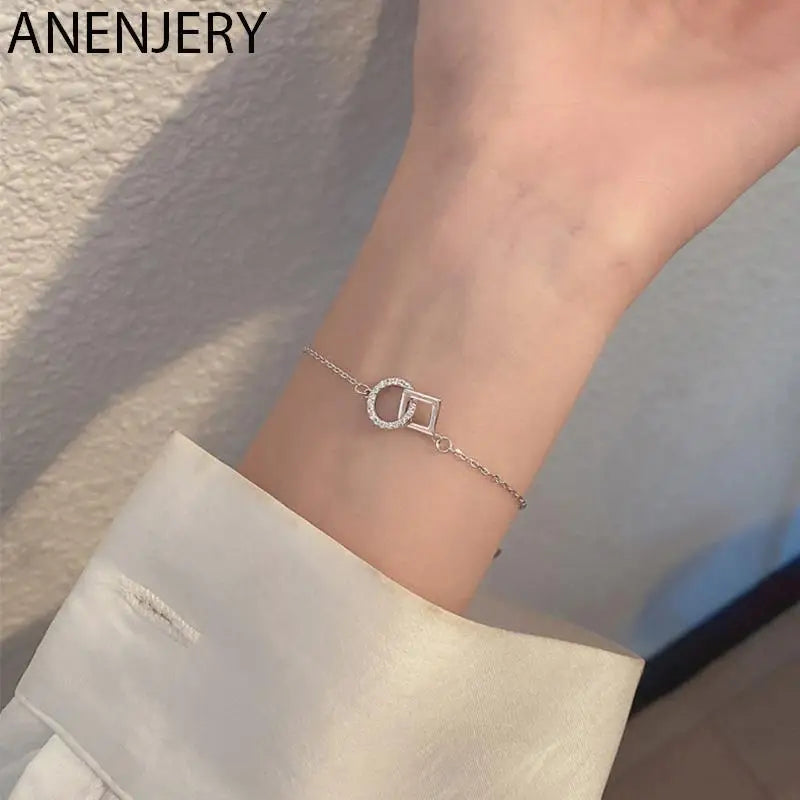 Silver Zircon Irregular Charm Bracelet for Women