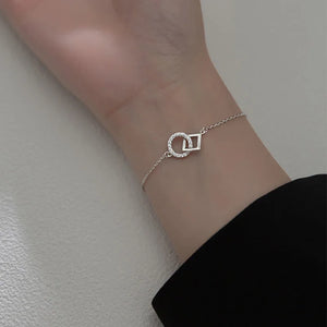 Silver Zircon Irregular Charm Bracelet for Women