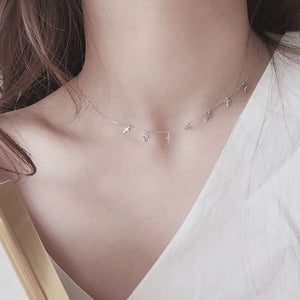 Silver Cross Tassel Necklaces for Women Choker Collares S-N452