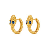 Silver Snake Hoop Earrings Zircon Punk Jewelry