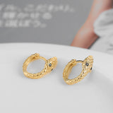 Silver Snake Hoop Earrings Zircon Punk Jewelry