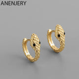 Silver Snake Hoop Earrings Zircon Punk Jewelry