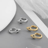 Silver Snake Hoop Earrings Zircon Punk Jewelry