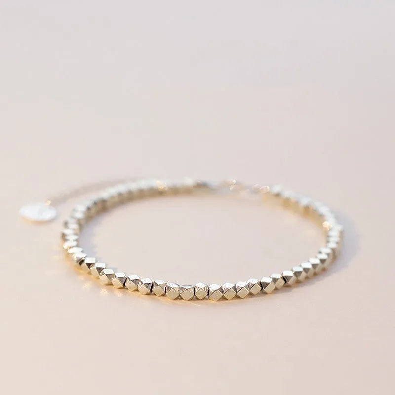 Vintage Silver Cube Bracelet for Women Men