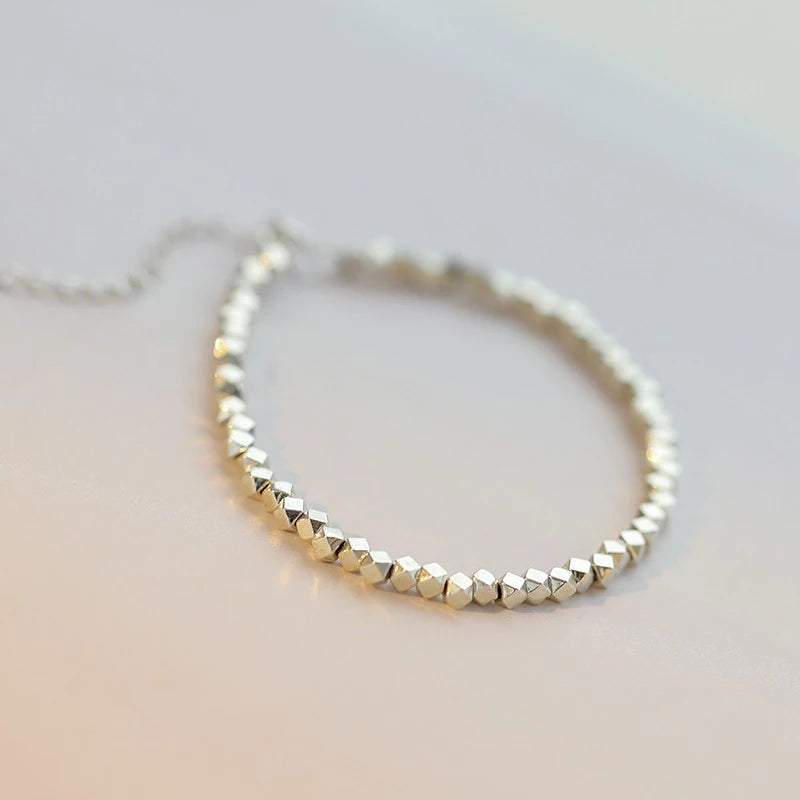 Vintage Silver Cube Bracelet for Women Men