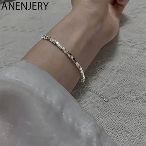 Silver Stackable Square Cube Bracelet for Women Men