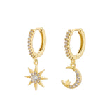 Silver Star Hoop Earrings for Women Delicate Jewelry