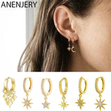 Silver Star Hoop Earrings for Women Delicate Jewelry