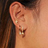 Silver Star Hoop Earrings for Women Delicate Jewelry