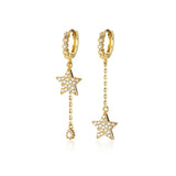 Silver Star Hoop Earrings for Women Delicate Jewelry