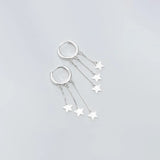 Silver Star Hoop Earrings for Women Delicate Jewelry
