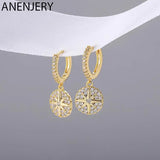 Silver Star Hoop Earrings Micro Zircon Golden Jewelry