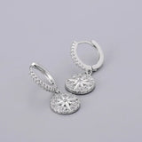 Silver Star Hoop Earrings Micro Zircon Golden Jewelry