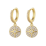 Silver Star Hoop Earrings Micro Zircon Golden Jewelry