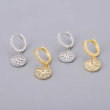 Silver Star Hoop Earrings Micro Zircon Golden Jewelry