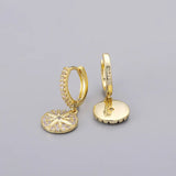 Silver Star Hoop Earrings Micro Zircon Golden Jewelry