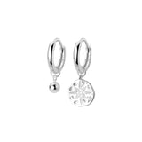 Silver Star Asymmetrical Hoop Earrings with Tassel CZ Discs