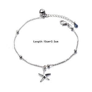 Silver Starfish Charm Bracelet For Women Girl Gift Bell Bracelet