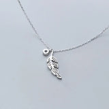 Silver Tree Leaf Pendant Necklace Cubic Zircon Clavicle Chain Necklace