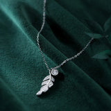 Silver Tree Leaf Pendant Necklace Cubic Zircon Clavicle Chain Necklace