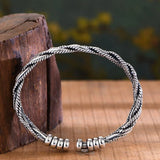 Vintage Hollow Bracelet Bangle Silver Twist Hand Jewelry