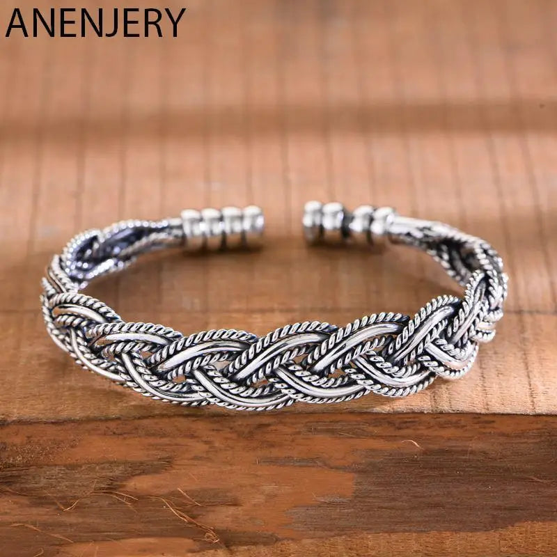 Vintage Hollow Bracelet Bangle Silver Twist Hand Jewelry