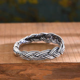 Vintage Hollow Bracelet Bangle Silver Twist Hand Jewelry