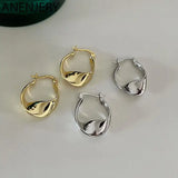 Silver Twist Wave Hoop Earrings Golden French Style