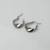 Silver Twist Wave Hoop Earrings Golden French Style