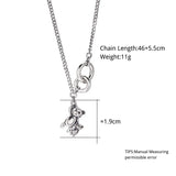 Silver Double Circle Little Bear Necklace Vintage Thai Silver Necklace