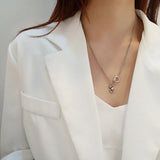Silver Double Circle Little Bear Necklace Vintage Thai Silver Necklace