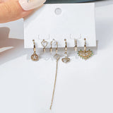 Silver Zircon Heart Star Tassel Earrings Set for Women