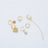Silver Zircon Heart Star Tassel Earrings Set for Women