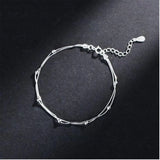 Silver Double Chain Beads Bracelet For Women S-B127