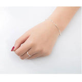 Silver Double Chain Beads Bracelet For Women S-B127