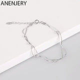 Silver Double Chain Beads Bracelet For Women S-B127