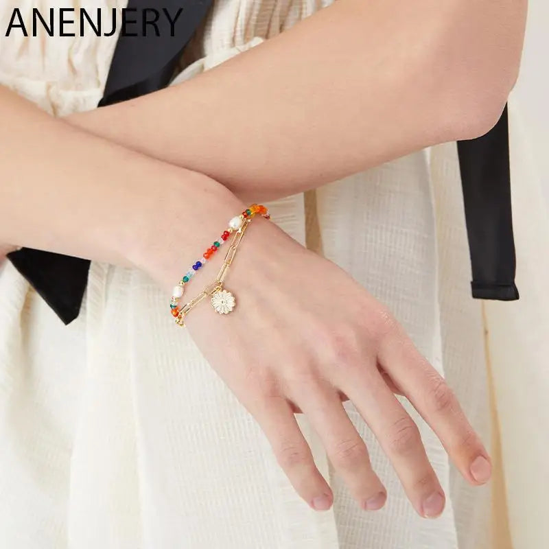 Colorful Daisy Beaded Bracelet for Women