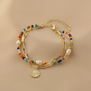 Colorful Daisy Beaded Bracelet for Women