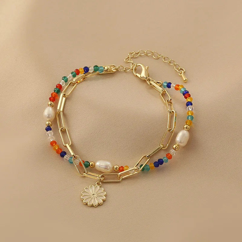 Colorful Daisy Beaded Bracelet for Women